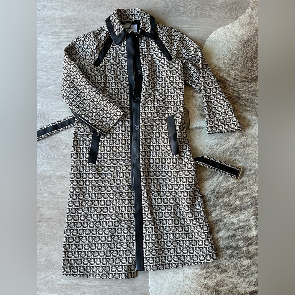 Salvatore Ferragamo Black and Cream Patterned Jacket